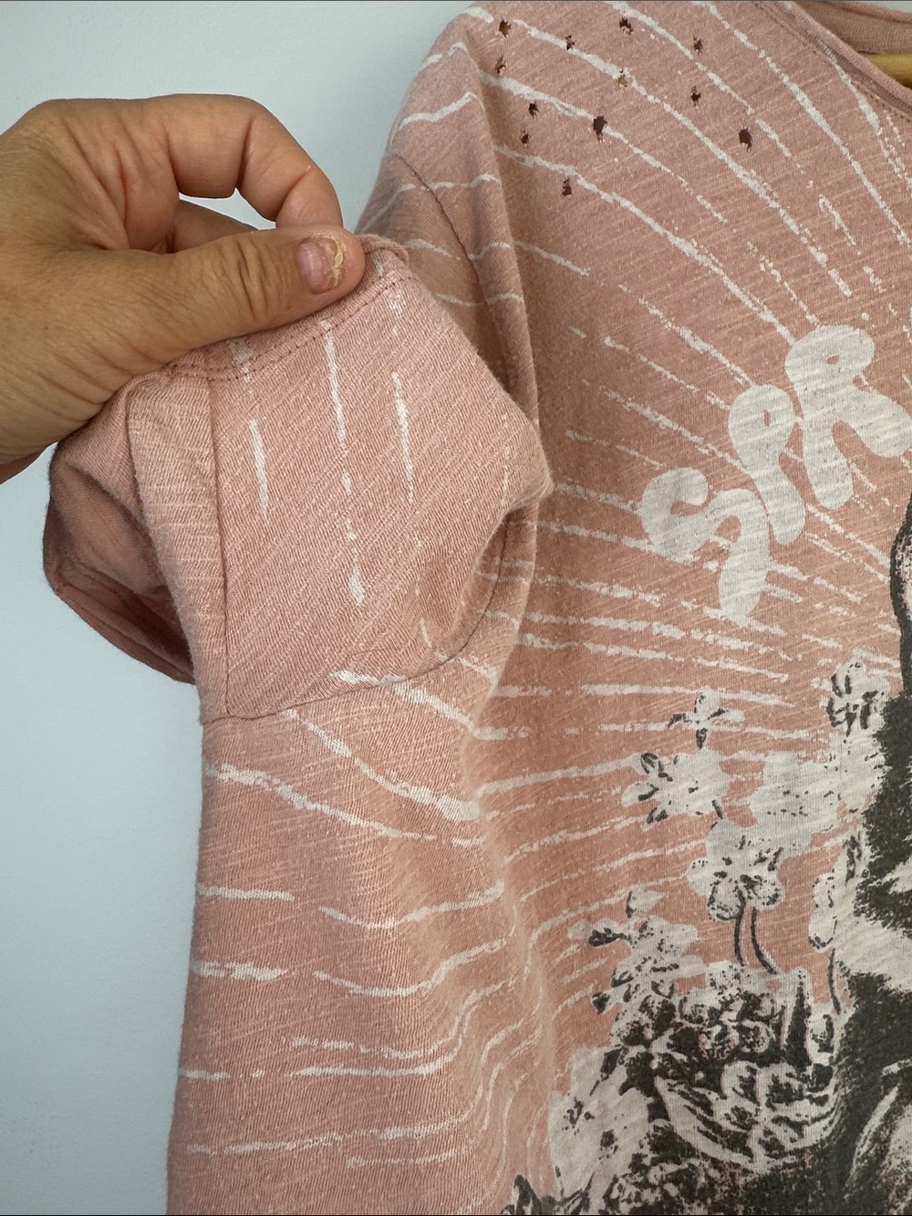 Magnolia Pearl Spread Love Cat Oversized Tee in Mollu Pink Distressed Cotton OS - Picture 10 of 16